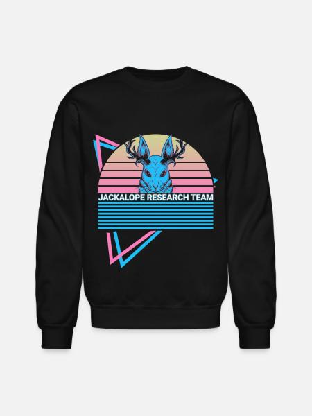 Jackalope Retro Cryptid - Unisex Crewneck Sweatshirt - black