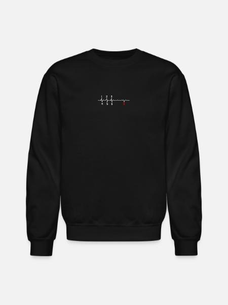 Red R Pulse ECG Rhythm - Unisex Crewneck Sweatshirt - black