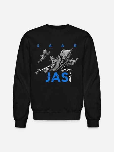 SAAB JAS 39A C Gripen Swedish Aircraft - Unisex Crewneck Sweatshirt - black