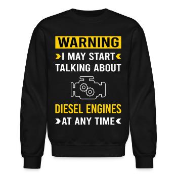 Warning Diesel Engine - Unisex Crewneck Sweatshirt - black - Front - AI Model Female 172 light (172cm) & AI Model Male 185 light (185cm)