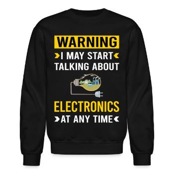 Warning Electronics - Unisex Crewneck Sweatshirt - black - Front - AI Model Female 172 light (172cm) & AI Model Male 185 light (185cm)