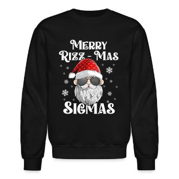 Merry Rizzmas Sigmas - Funny Christmas Santa Claus - Unisex Crewneck Sweatshirt - black - Front - AI Model Female 172 light (172cm) & AI Model Male 185 light (185cm)