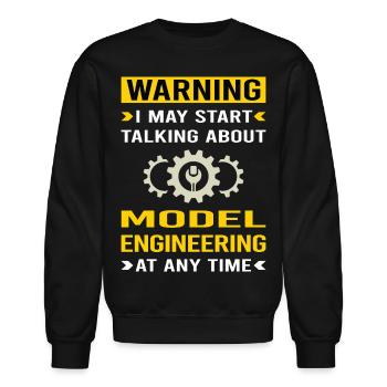 Warning Model Engineering Engineer - Unisex Crewneck Sweatshirt - black - Front - AI Model Female 172 light (172cm) & AI Model Male 185 light (185cm)
