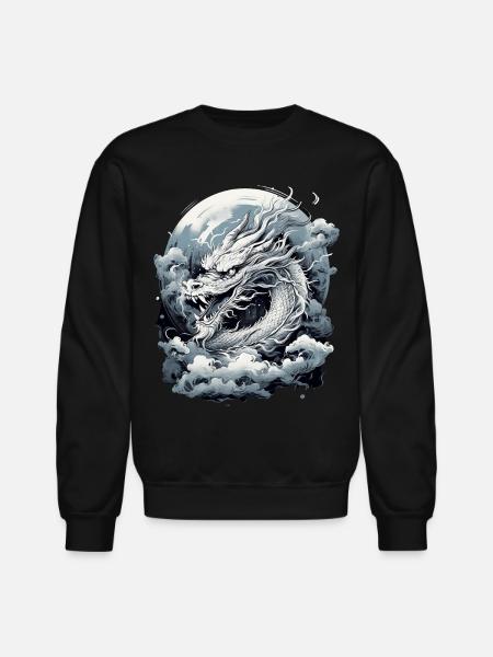 Moonlit Myth Dragon - Unisex Crewneck Sweatshirt - black