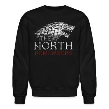 Game Of Thrones The North Remembers - Unisex Crewneck Sweatshirt - black - Front - AI Model Female 172 light (172cm) & AI Model Male 185 light (185cm)