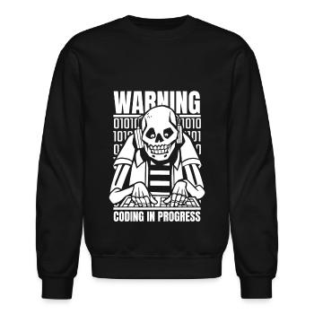Programmer Coder Warning Programming Coding - Unisex Crewneck Sweatshirt - black - Front - AI Model Female 172 light (172cm) & AI Model Male 185 light (185cm)