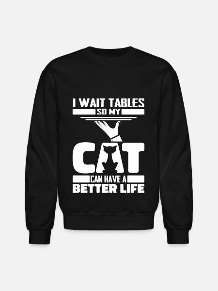Waiter Waitress Cat - Unisex Crewneck Sweatshirt - black
