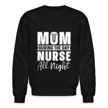 Nurse Nursing Mom - Unisex Crewneck Sweatshirt - black - Front - AI Model Female 172 light (172cm) & AI Model Male 185 light (185cm)