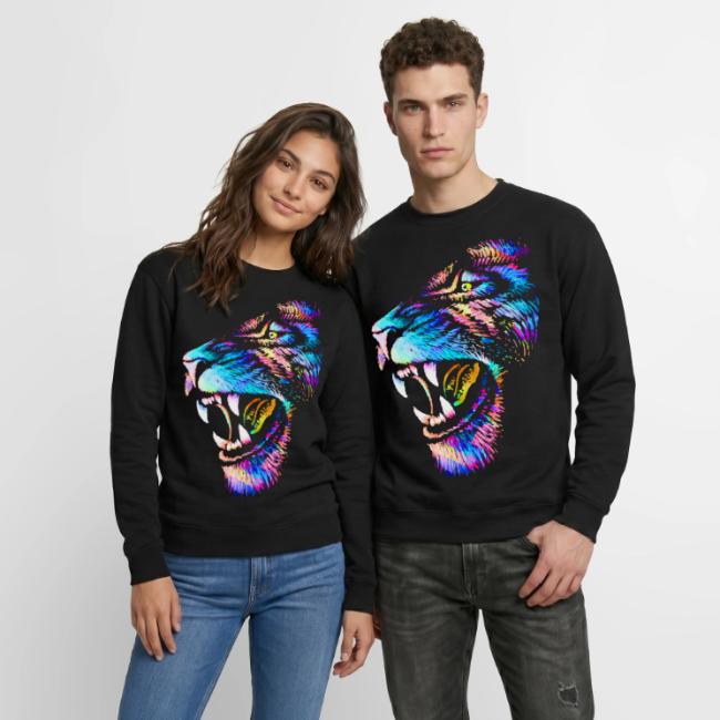 Colorful Lion Head Portrait Drawing - Roaring Lion