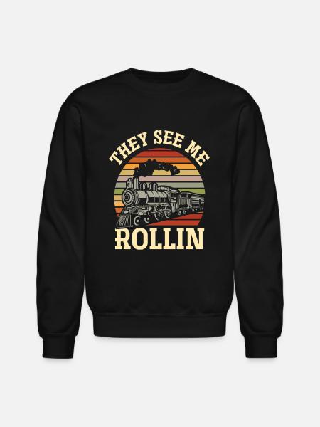 Funny Train Driver Train Trains - Unisex Crewneck Sweatshirt - black