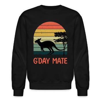 G'Day Mate Australia Australia Day Australia - Unisex Crewneck Sweatshirt - black - Front - AI Model Female 172 light (172cm) & AI Model Male 185 light (185cm)