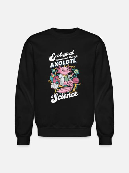Axolotl Science Teacher Mexican Salamander - Unisex Crewneck Sweatshirt - black
