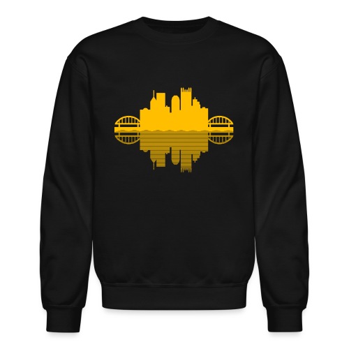 Pittsburgh Skyline Reflection (Gold) - Unisex Crewneck Sweatshirt