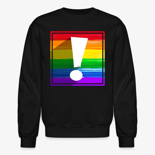 LGBTQ Pride Flag Exclamation Point Shadow - Unisex Crewneck Sweatshirt