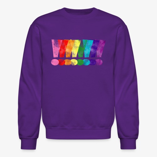 Distressed Gilbert Baker LGBT Pride Exclamation - Unisex Crewneck Sweatshirt