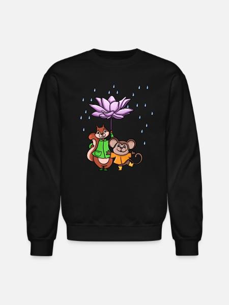 Lotus Flower Umbrella - Unisex Crewneck Sweatshirt - black