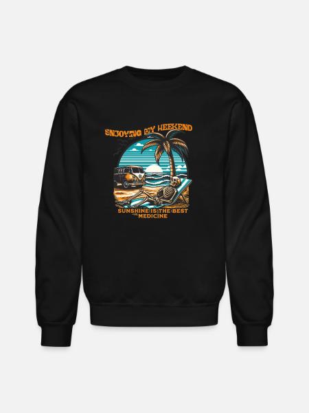 Summer|weekend|enjoying my weekend - Unisex Crewneck Sweatshirt - black