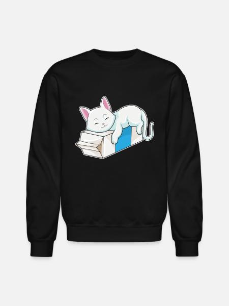 Cat With Milk - Unisex Crewneck Sweatshirt - black