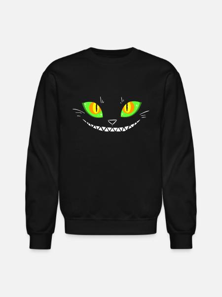 Creepy Cat Face - Unisex Crewneck Sweatshirt - black