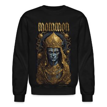 MAMMON Prince of wealth - Unisex Crewneck Sweatshirt - black - Front - AI Model Female 172 light (172cm) & AI Model Male 185 light (185cm)