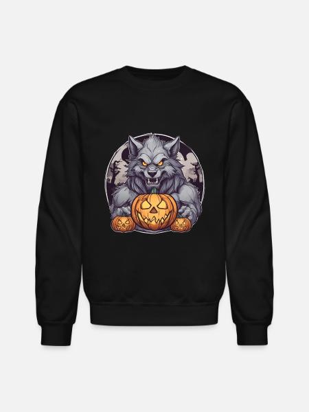 Halloween Werewolf Pumpkin - Unisex Crewneck Sweatshirt - black