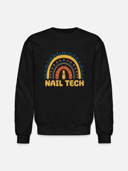 Nail Tech Boho Rainbow - Unisex Crewneck Sweatshirt - black