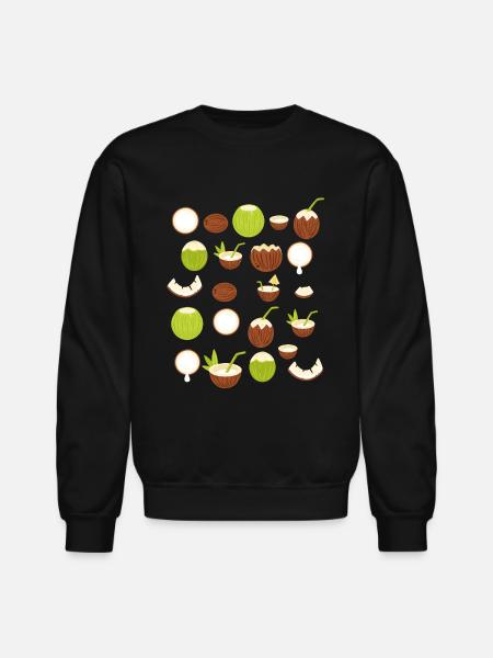 Retro Coconut Design - Unisex Crewneck Sweatshirt - black