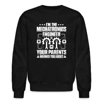 Mechatronics Engineer Mechatronics Technician - Unisex Crewneck Sweatshirt - black - Front - AI Model Female 172 light (172cm) & AI Model Male 185 light (185cm)