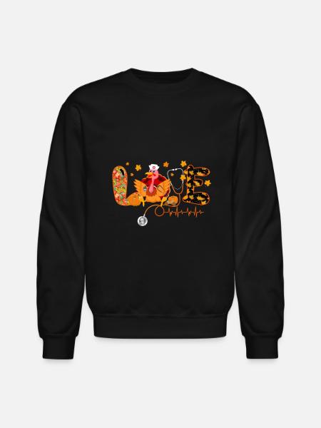 Love Nurse Turkey Stethoscope - Unisex Crewneck Sweatshirt - black