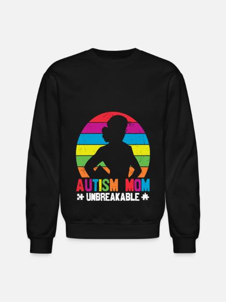 Autism Mom Unbreakable - Unisex Crewneck Sweatshirt - black