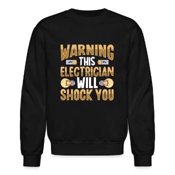 Electrician Electrical Engineer Lineman Electrical - Unisex Crewneck Sweatshirt - black - Front - AI Model Female 172 light (172cm) & AI Model Male 185 light (185cm)