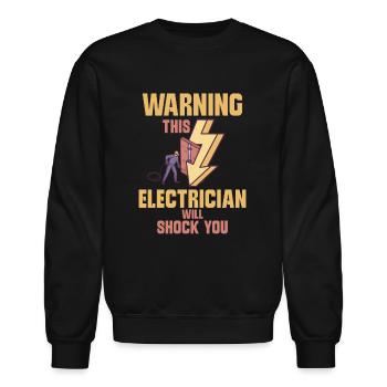Electrician Electrical Engineer Lineman Electrical - Unisex Crewneck Sweatshirt - black - Front - AI Model Female 172 light (172cm) & AI Model Male 185 light (185cm)