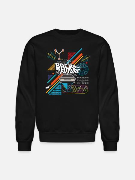 Back To The Future Logo With Delorean Time Machine - Unisex Crewneck Sweatshirt - black