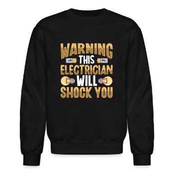 Electrician Electrical Engineer Lineman Electrical - Unisex Crewneck Sweatshirt - black - Front - AI Model Female 172 light (172cm) & AI Model Male 185 light (185cm)