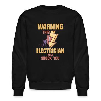Electrician Electrical Engineer Lineman Electrical - Unisex Crewneck Sweatshirt - black - Front - AI Model Female 172 light (172cm) & AI Model Male 185 light (185cm)