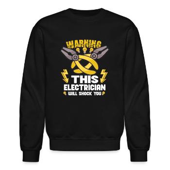 Electrician Electrical Engineer Lineman Electrical - Unisex Crewneck Sweatshirt - black - Front - AI Model Female 172 light (172cm) & AI Model Male 185 light (185cm)