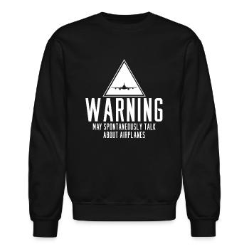 Aircraft Mechanic Warning - Unisex Crewneck Sweatshirt - black - Front - AI Model Female 172 light (172cm) & AI Model Male 185 light (185cm)