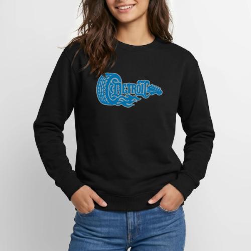The D® - Detroit Wheel Guitar with Flames Bl Slvr - Unisex Crewneck Sweatshirt