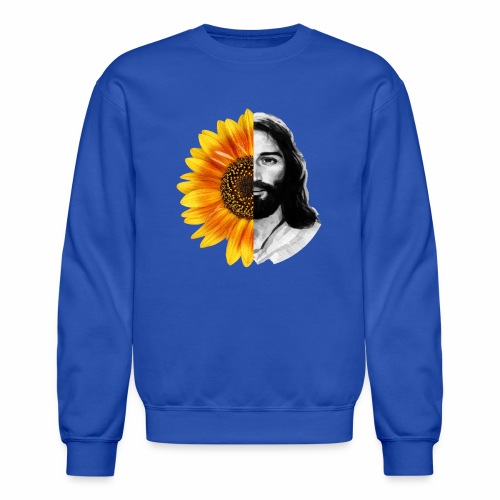 Jesus Christ Sunflower Christian God Faith Flower - Unisex Crewneck Sweatshirt