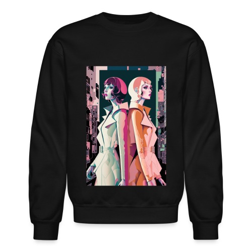Trench Coats - Vibrant Colorful Fashion Portrait - Unisex Crewneck Sweatshirt