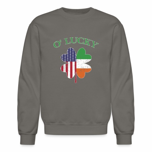 Lucky Irish American Flag Shamrock Clover Ireland. - Unisex Crewneck Sweatshirt