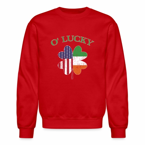 Lucky Irish American Flag Shamrock Clover Ireland. - Unisex Crewneck Sweatshirt
