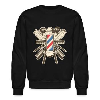 Barber Accessories - Hairdresser Beard Hairstyle - Unisex Crewneck Sweatshirt - black - Front - AI Model Female 172 light (172cm) & AI Model Male 185 light (185cm)