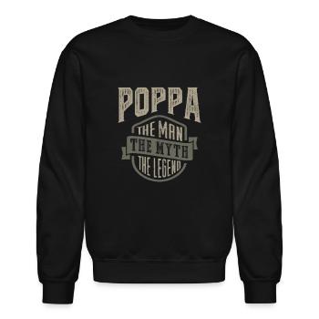 Poppa The Legend - Unisex Crewneck Sweatshirt - black - Front - AI Model Female 172 light (172cm) & AI Model Male 185 light (185cm)