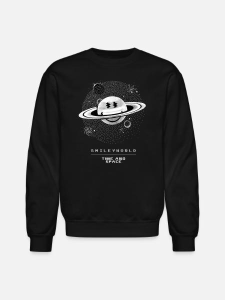 SmileyWorld Saturn Smiley In Time And Space - Unisex Crewneck Sweatshirt - black