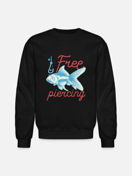 Fishing Free Piercing - Unisex Crewneck Sweatshirt - black
