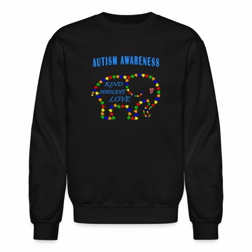 World Autism April Puzzle Heart Elephant Love Kids - Unisex Crewneck Sweatshirt