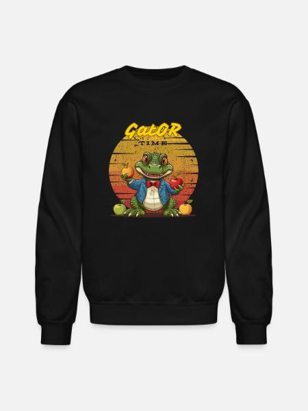 Alligator Apple Cute - Unisex Crewneck Sweatshirt - black