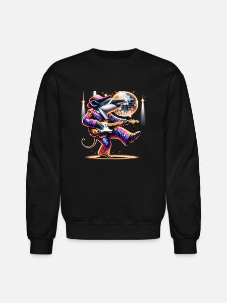 Disco Ball Guitar Tapir - Unisex Crewneck Sweatshirt - black