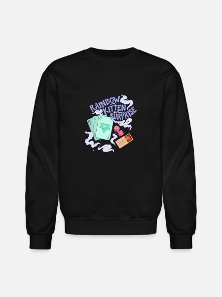 rainbow kitten surprise - Unisex Crewneck Sweatshirt - black